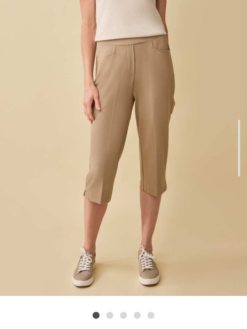 Northern Reflections Slim Pull-On Capri Pants in Taupe, Size Medium